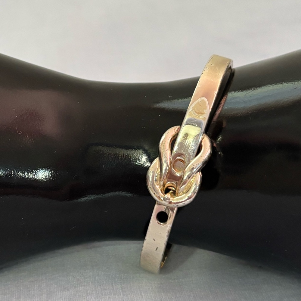 Hinged Adjustable Belt Bracelet in Silver-Tone